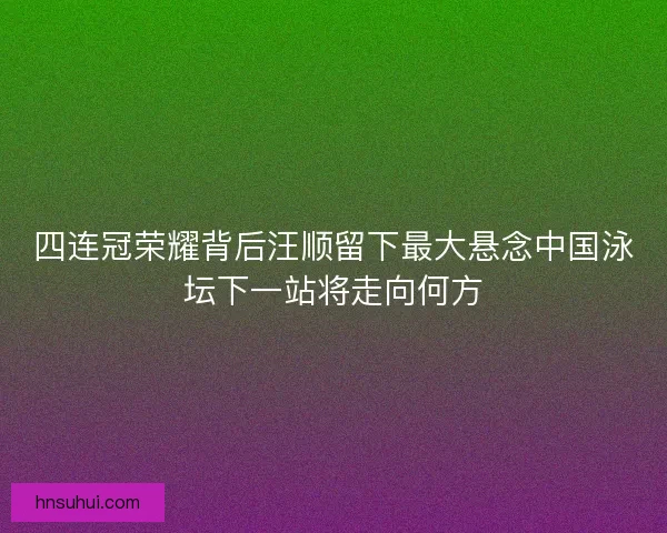 四连冠荣耀背后汪顺留下最大悬念中国泳坛下一站将走向何方